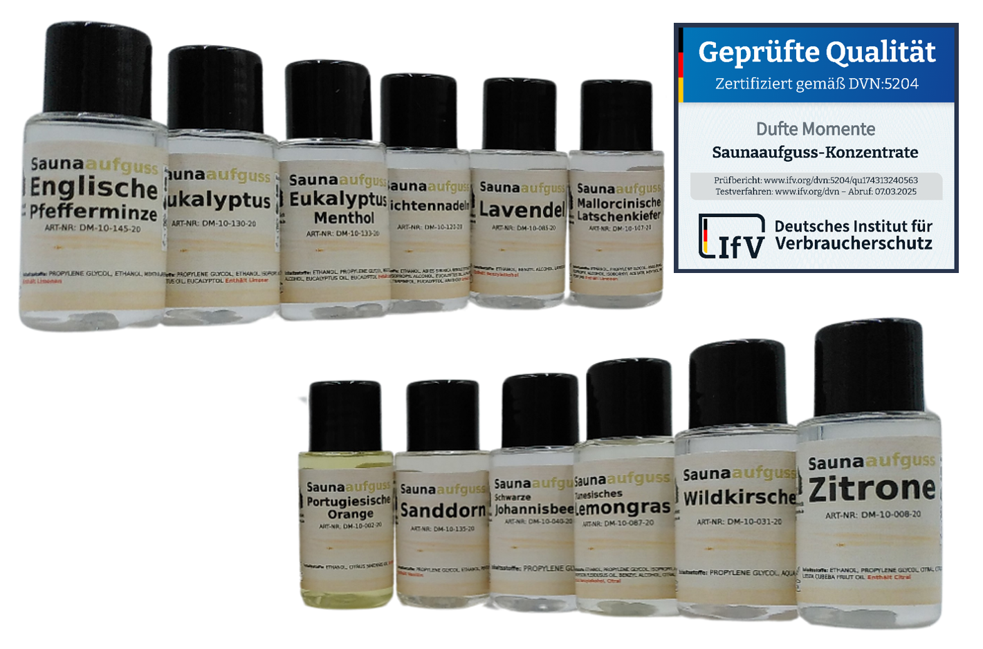 Saunaduft Konzentrat 20ml Flaschen 12er Set Klassiker