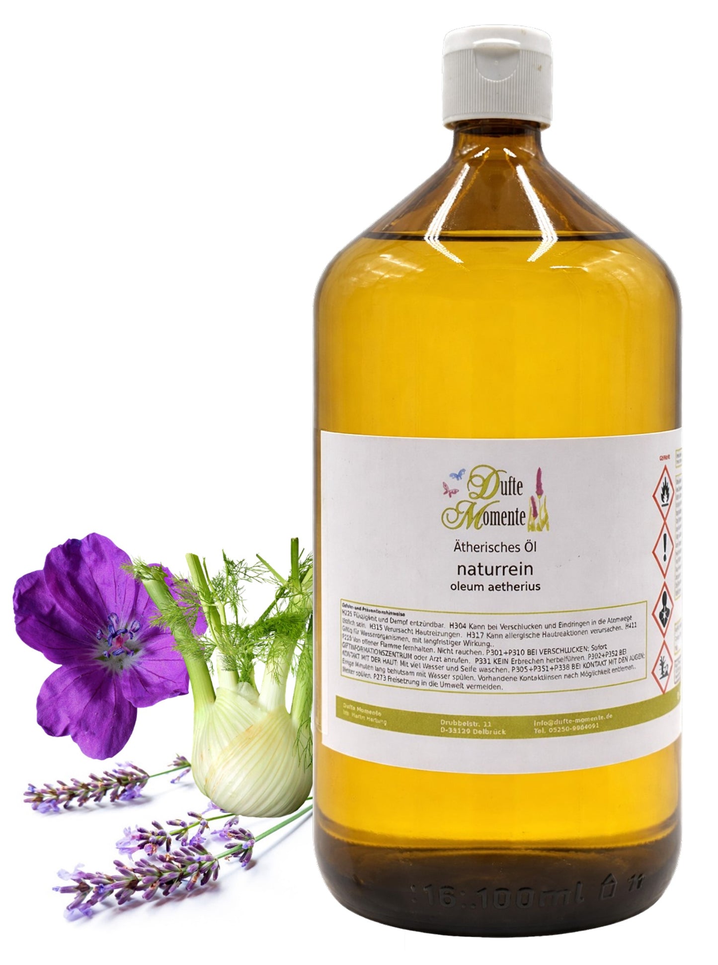 Ätherische Ölmischung Exotic naturrein mit Fenchel Geranium Lavendel in Glasflasche Dufte Momente 1000 ml