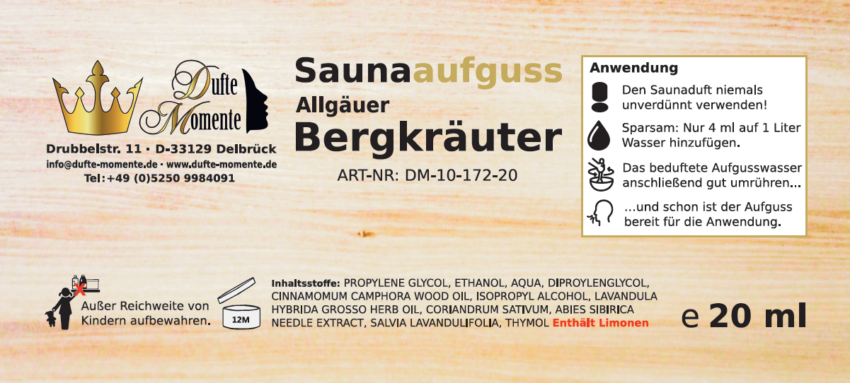 Etikett 20ml Allgäuer Bergkräuter