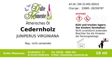 Ätherisches Öl Etikett 10 ml Cedernholz