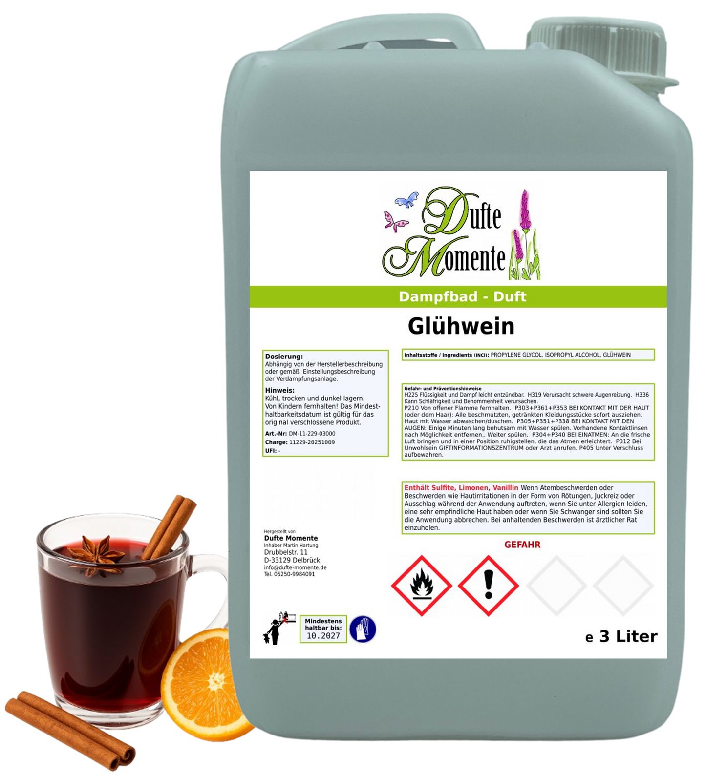 Dampfbad Duftkonzentrat glühwein in 3 liter kanister