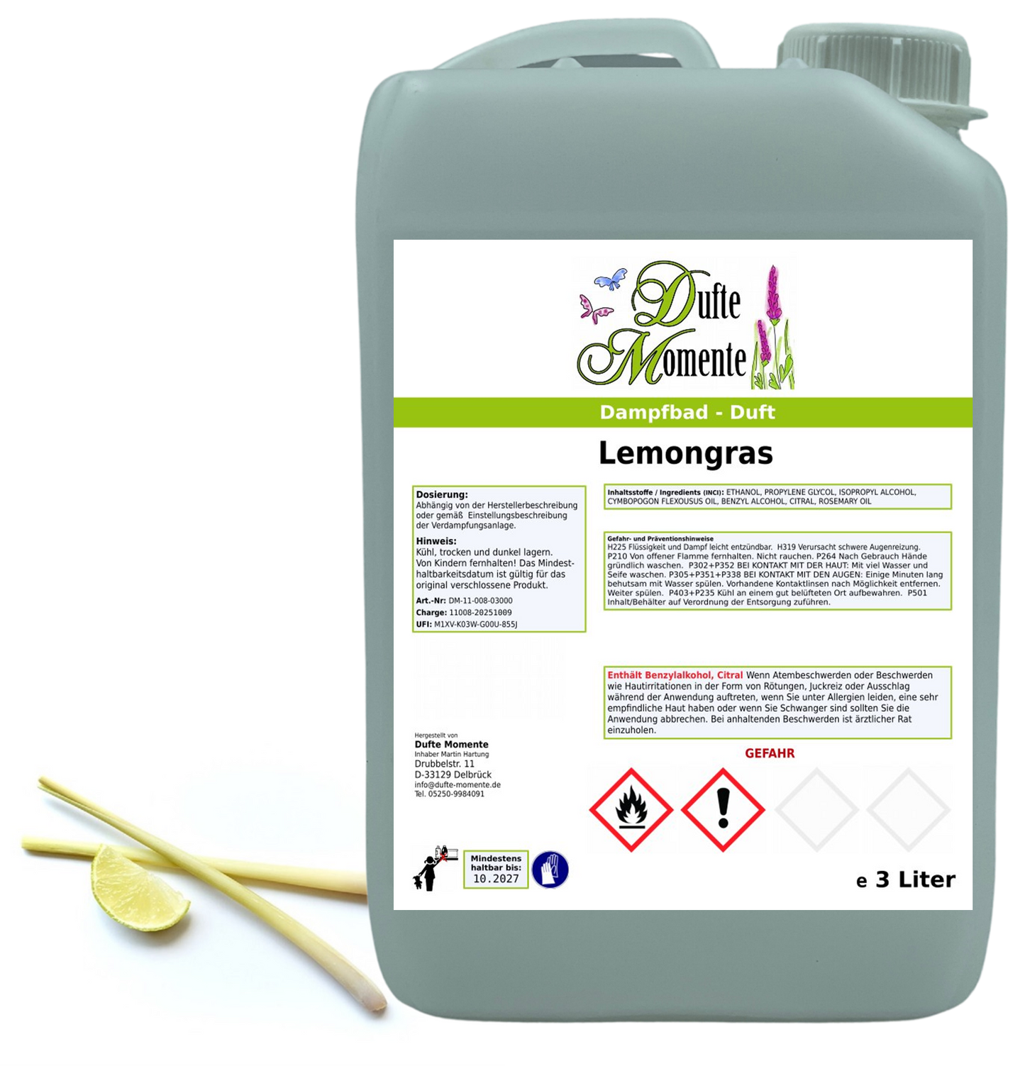 Dampfbad Duftkonzentrat lemongras in 3 liter kanister
