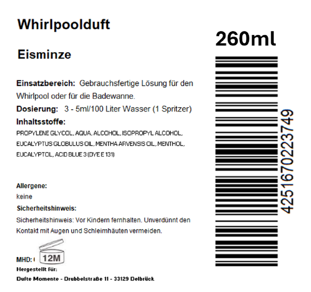 Whirlpoolduft 260 ml Etikett Eisminze