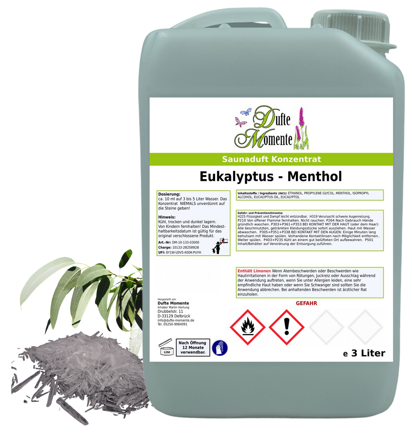 Eukalyptus-Menthol Saunaaufguss-Konzentrat | 250 ml – 3 L | Profi-Qualität