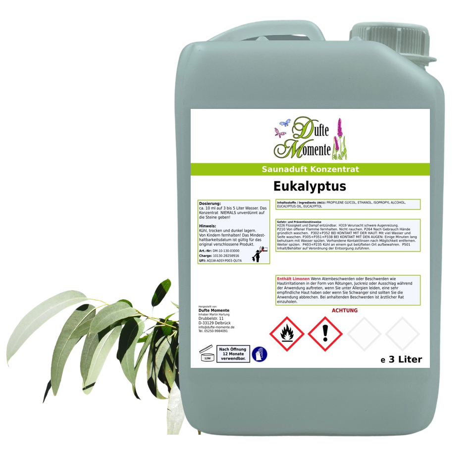 Eukalyptus Saunaaufguss-Konzentrat | 250 ml – 3 L | Profi-Qualität