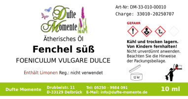 Ätherisches Öl Etikett 10 ml Fenchel