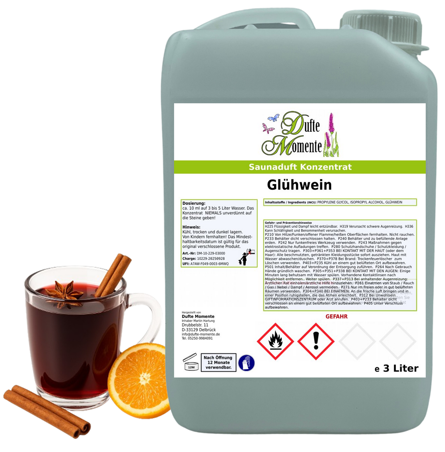 Glühwein Saunaaufguss-Konzentrat | 250 ml – 3 L | Würzig & Wärmend