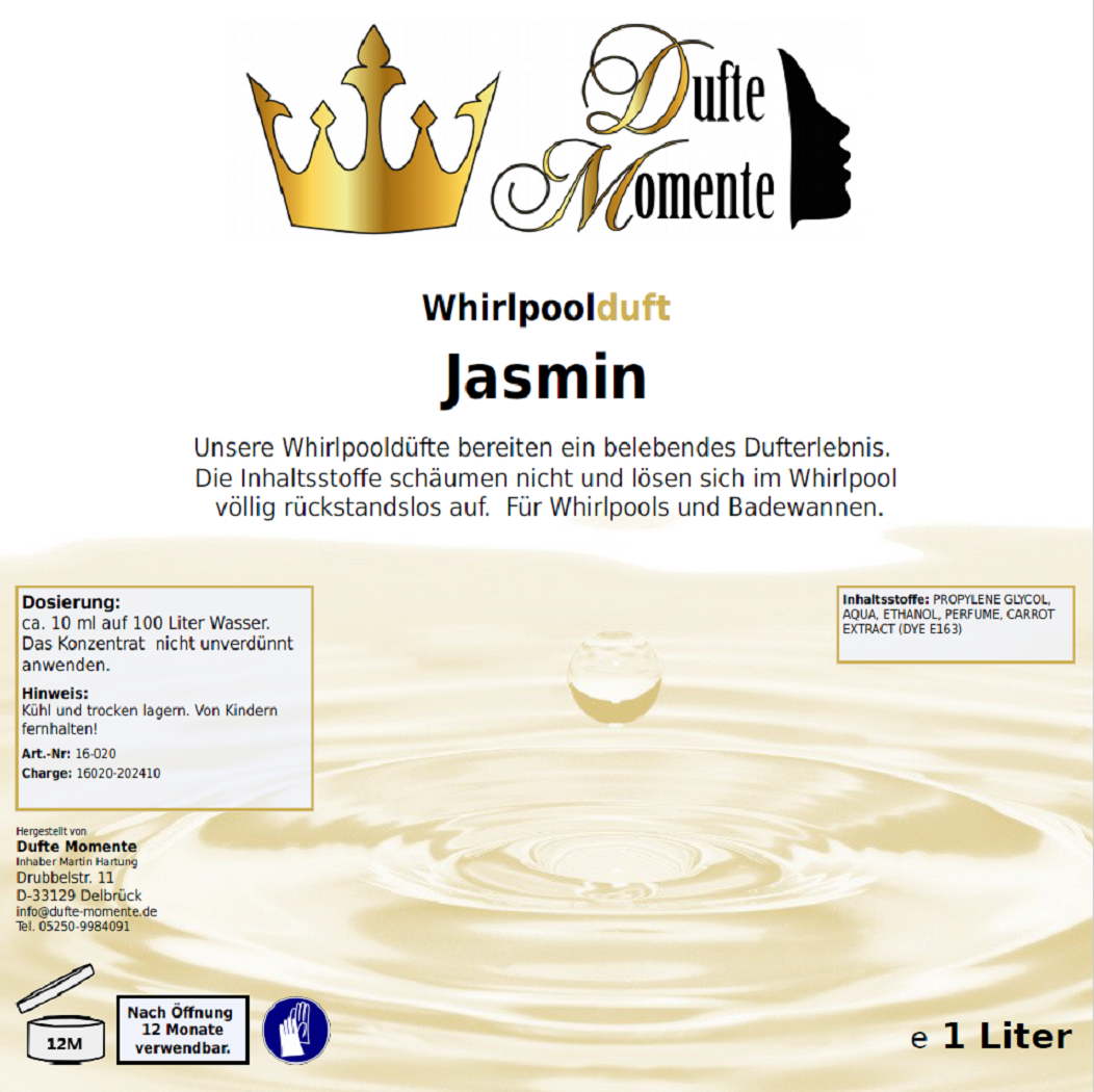 Whirlpoolduft 1 Liter Etikett Jasmin