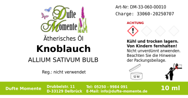Ätherisches Öl Etikett 10 ml Knoblauch