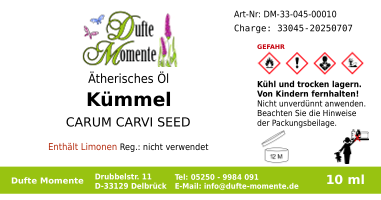Ätherisches Öl Etikett 10 ml Kümmel
