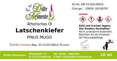Ätherisches Öl Etikett 10 ml Latschenkiefer