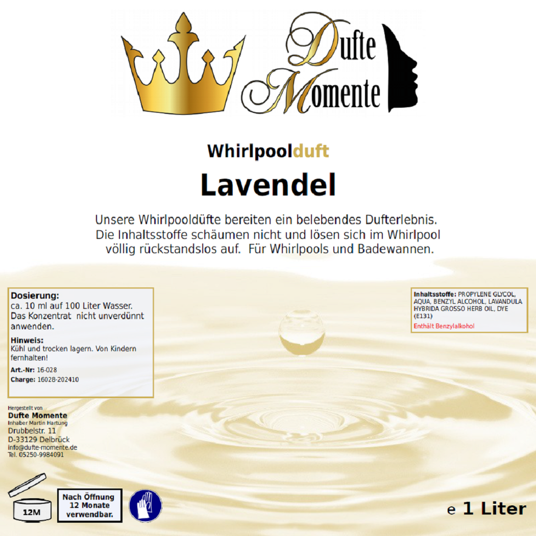 Whirlpoolduft 1 Liter Etikett Lavendel