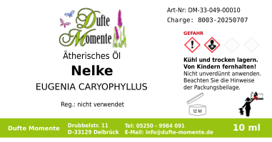 Ätherisches Öl Etikett 10 ml Nelke