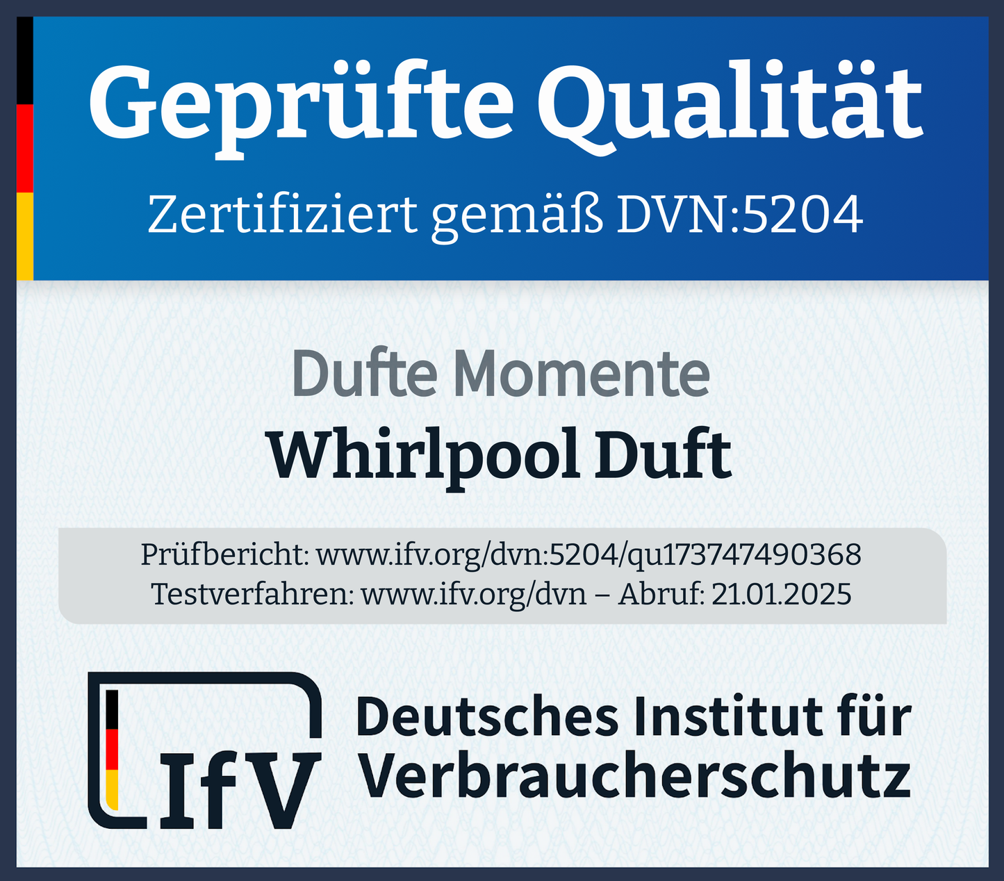 IfV-Siegel Geprüfte Qualität für Whirlpoolduft