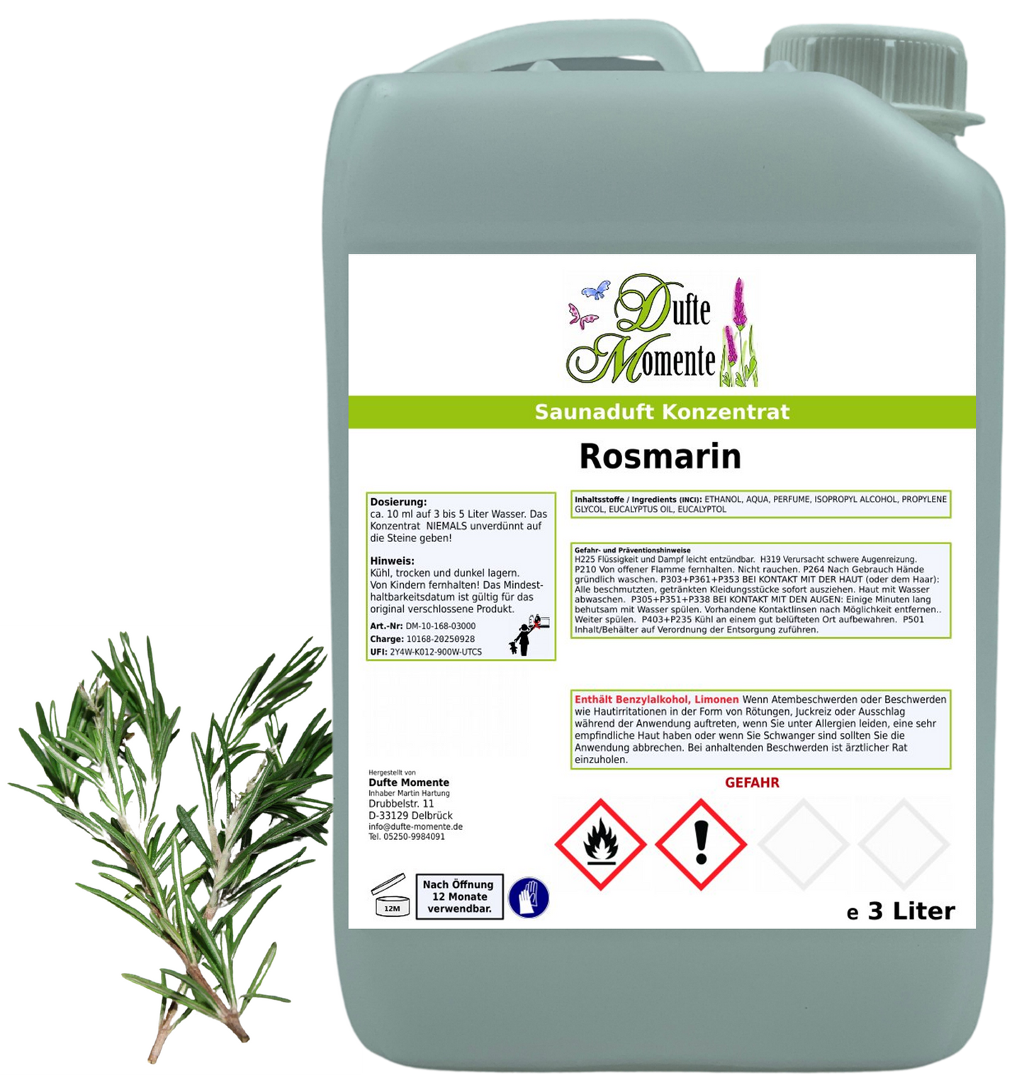 Rosmarin Saunaaufguss-Konzentrat | 250 ml – 3 L | Kräuterig & Belebend