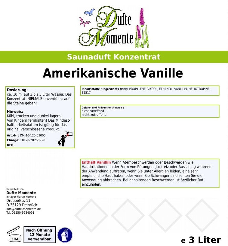 Vanille Saunaaufguss-Konzentrat | 250 ml – 3 L | Sanft & Wohlfühlend