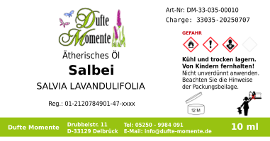 Ätherisches Öl Etikett 10 ml Salbei