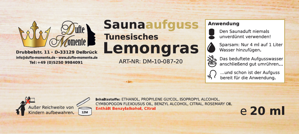 Etikett 20ml Tunesisches Lemongras