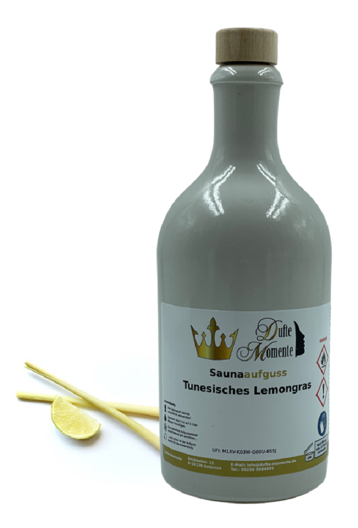 Saunaduft Konzentrat Flasche aus Steinzeug 500 ml Tunesisches Lemongras
