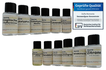 Saunaduft Konzentrat 20ml Flaschen 12er Set Klassiker