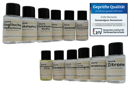 Saunaduft Konzentrat 20ml Flaschen 12er Set Klassiker