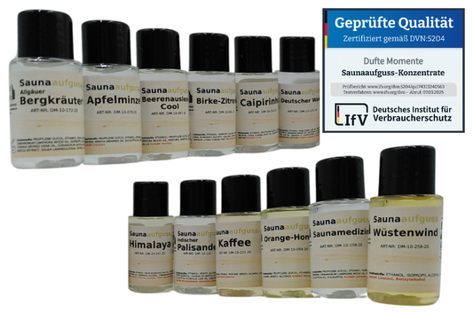 Saunaduft Konzentrat 20ml Flaschen 12er Set frische Sauna-Ideen
