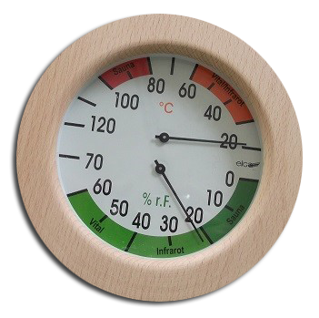 Hygrometer rund mit Holzrahmen analog