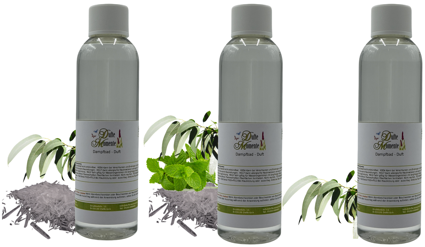 Drei Flaschen Dampfbad-Konzentrat