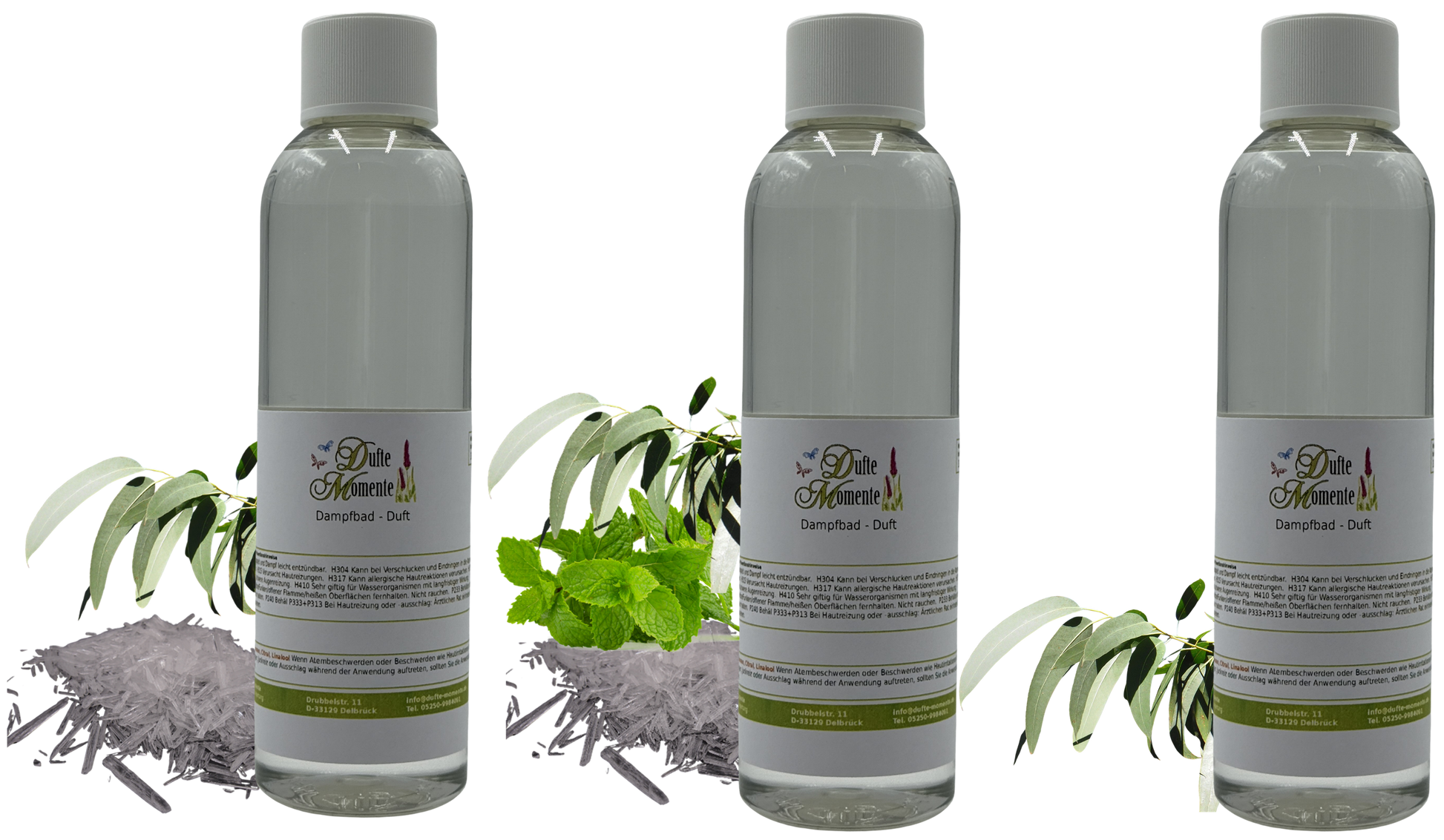 Drei Flaschen Dampfbad-Konzentrat