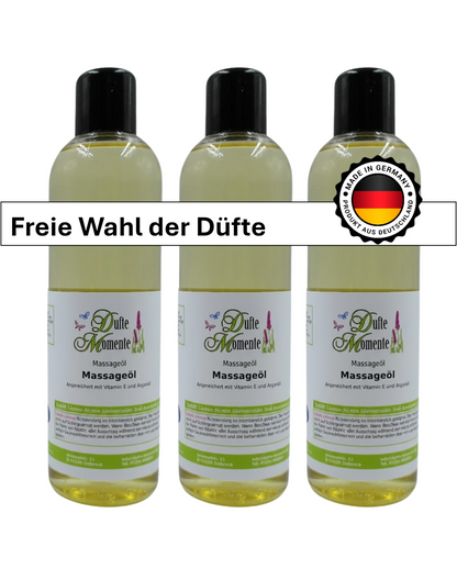 3 x 250ml Massageöl Flaschen mit Banner Freie Wahl der Düfte