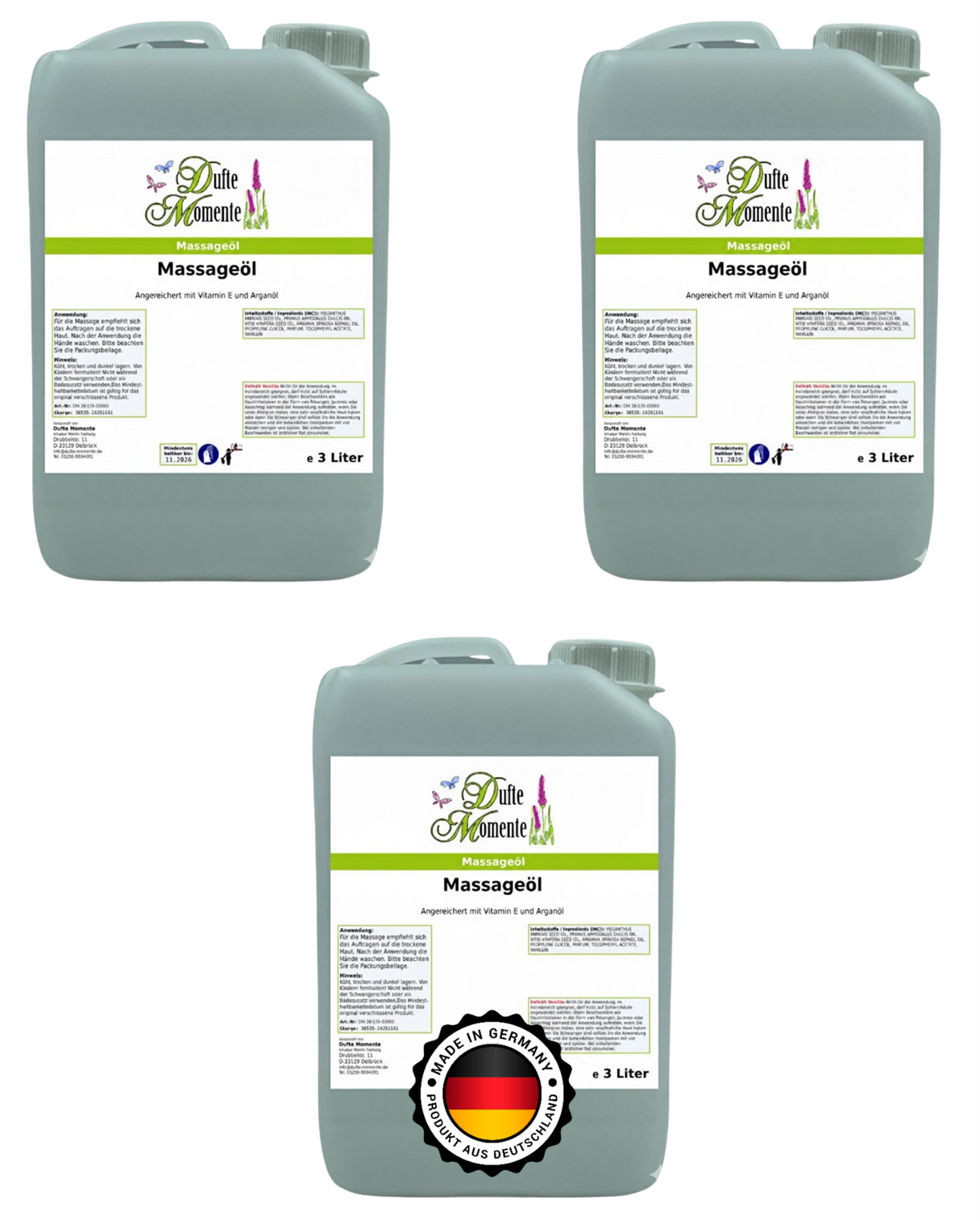 3 x 3 Liter Massageöl Kanister