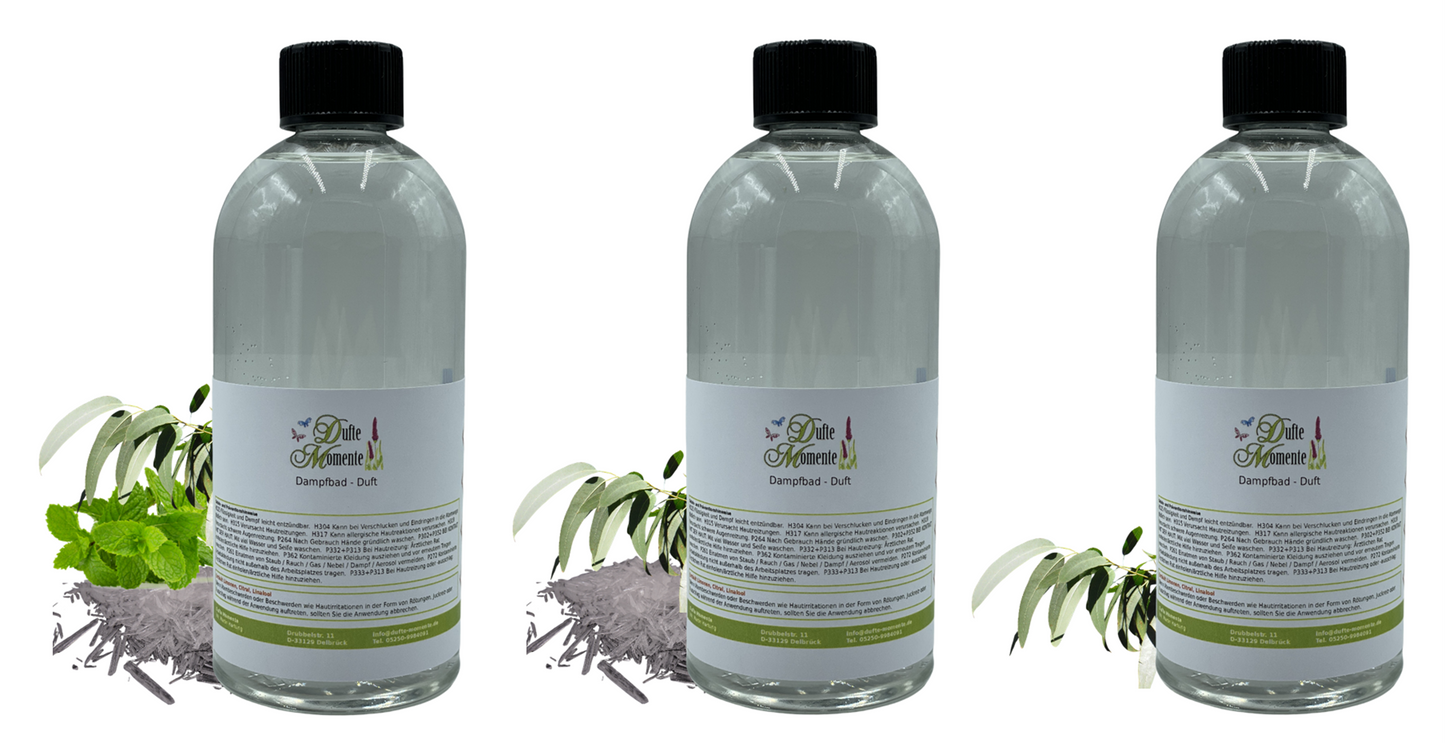 Drei Flaschen Dampfbad-Konzentrat