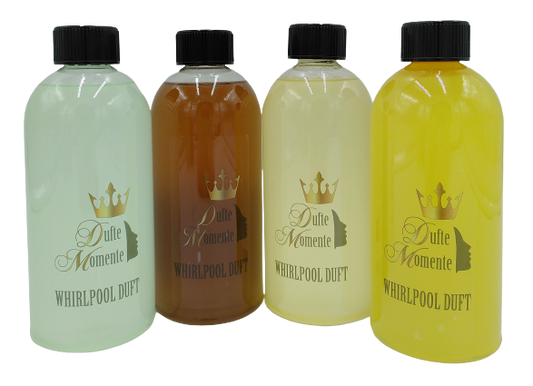 Whirlpool Duft Set – 4 × 500 ml Düfte (Eukalyptus, Kokos-Vanille, Lemongras, Orange-Citrus) – vegan, ohne Schaum