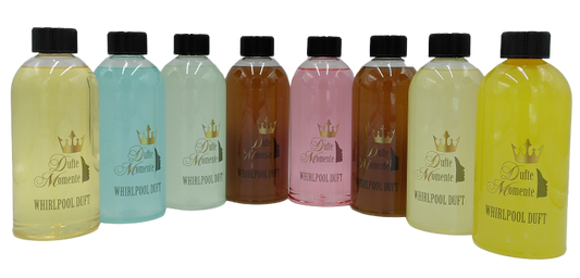 Whirlpooldüfte – 8 x 500 ml – Cuba Sunset, Eukalyptus, Jasmin, Kokos-Vanille, Lemongras, Orange-Citrus, Honig-Mandel & Polarminze – gebrauchsfertig, vegan, ohne Tierversuche