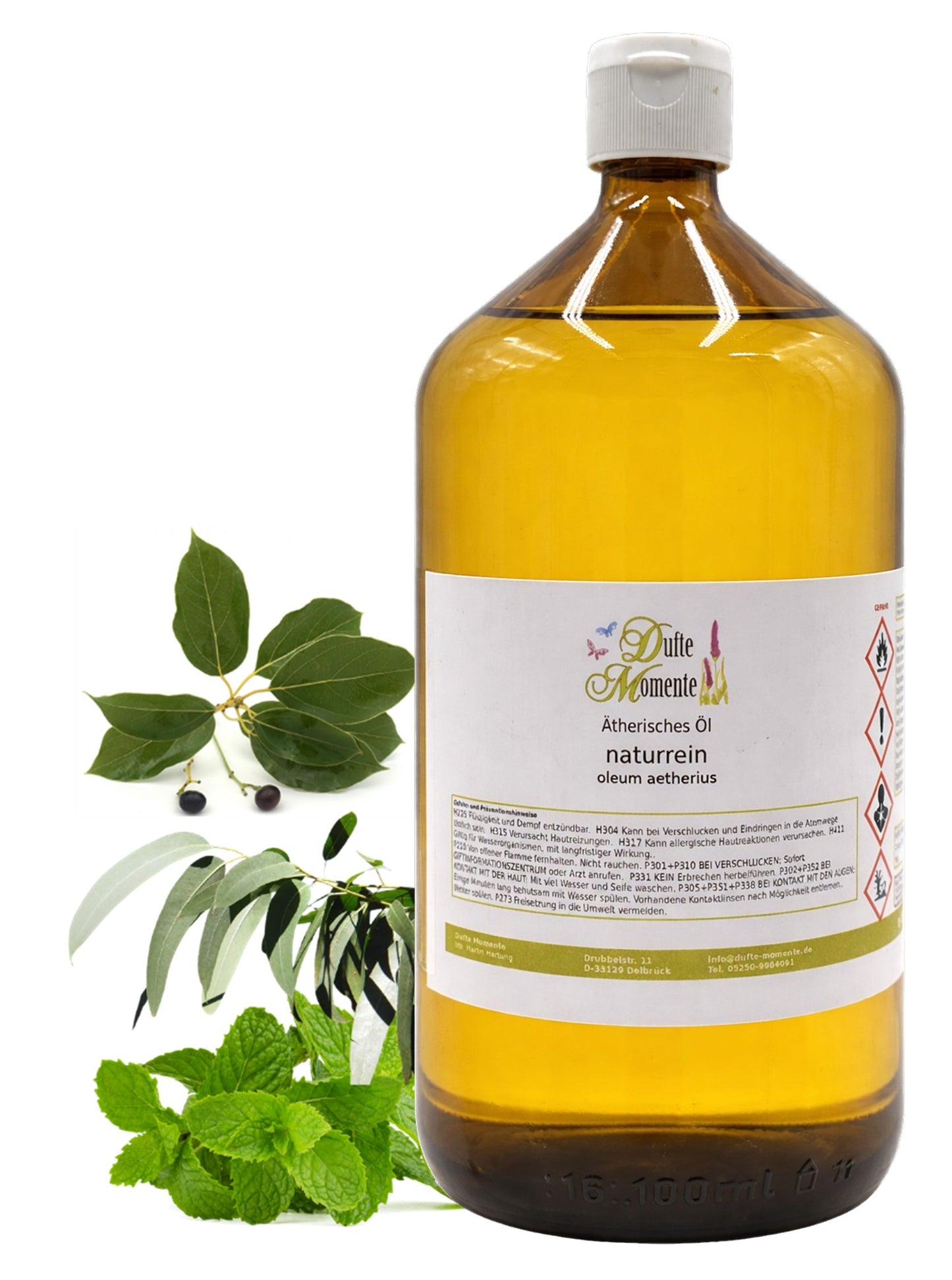 Ätherische Ölmischung Aktiv Sport 1000 ml Flasche mit Minze, Eukalyptus und Kampferblättern