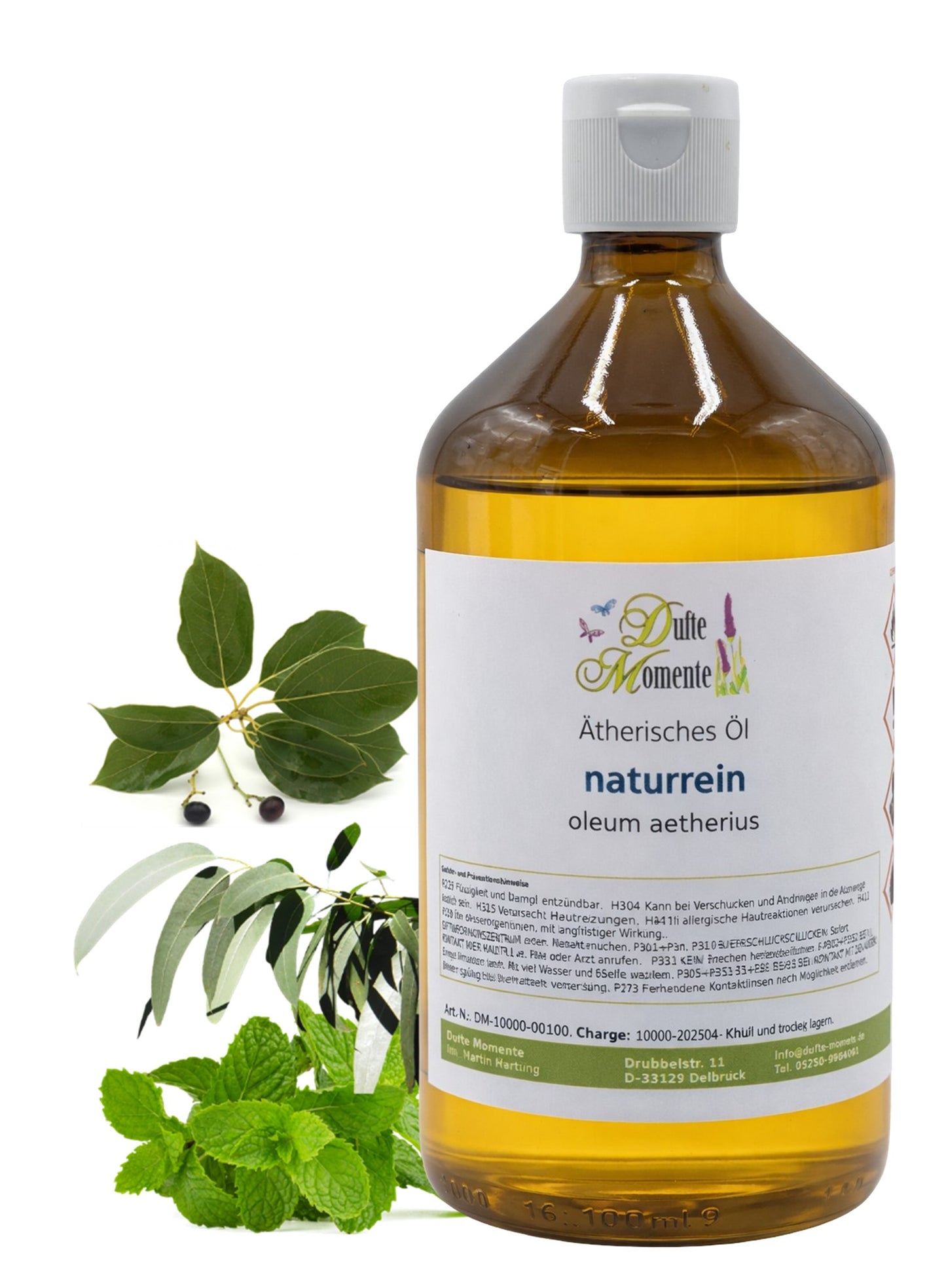 Ätherische Ölmischung Aktiv Sport 500 ml Flasche mit Minze, Eukalyptus und Kampferblättern