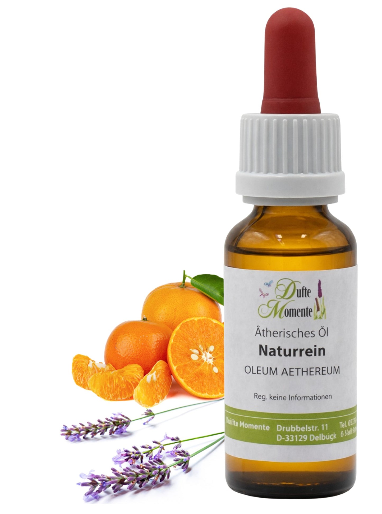 Ätherische Ölmischung Capri 10 ml Flasche mit Pipette undmit Orange und Lavendel