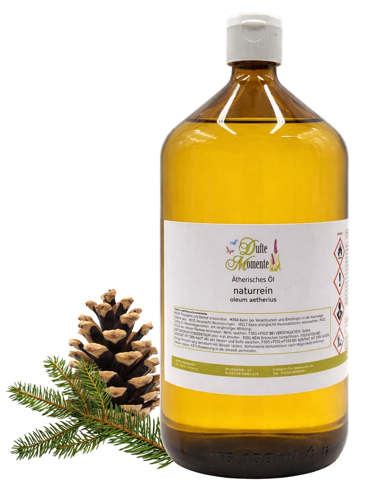 Ätherische Ölmischung Deutscher Wald naturrein mit Edeltannennadel Fichtennadel und Latschenkiefer in Glasflasche Dufte Momente 1000 ml