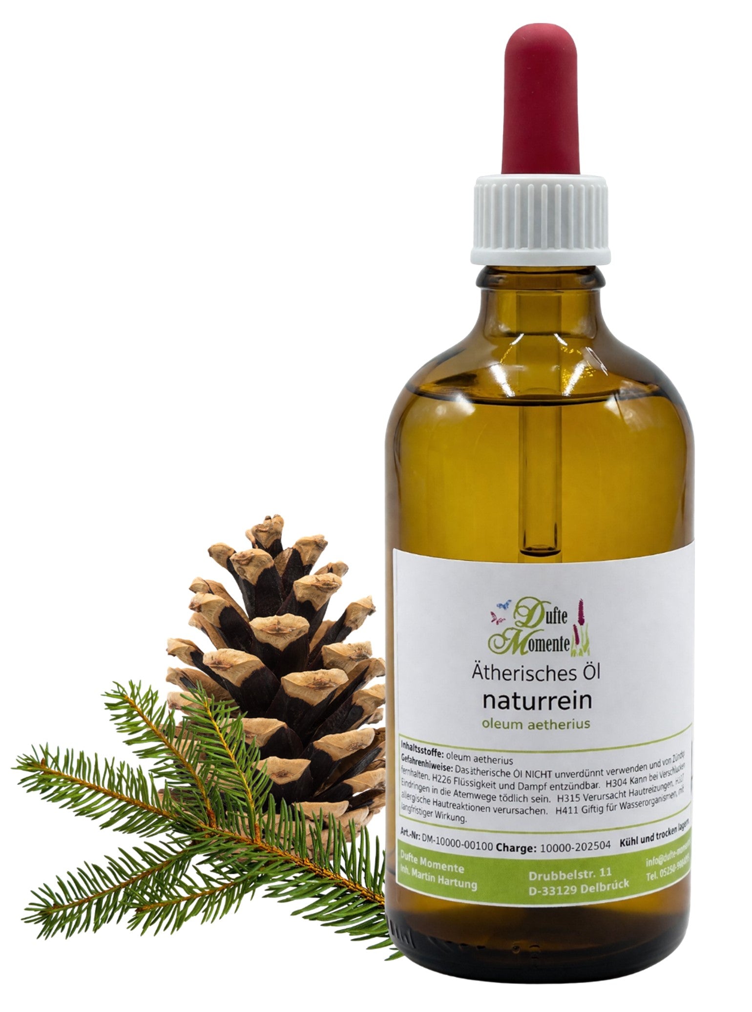 Ätherische Ölmischung Deutscher Wald naturrein mit Edeltannennadel Fichtennadel und Latschenkiefer in Glasflasche Dufte Momente 100 ml mit Pipette
