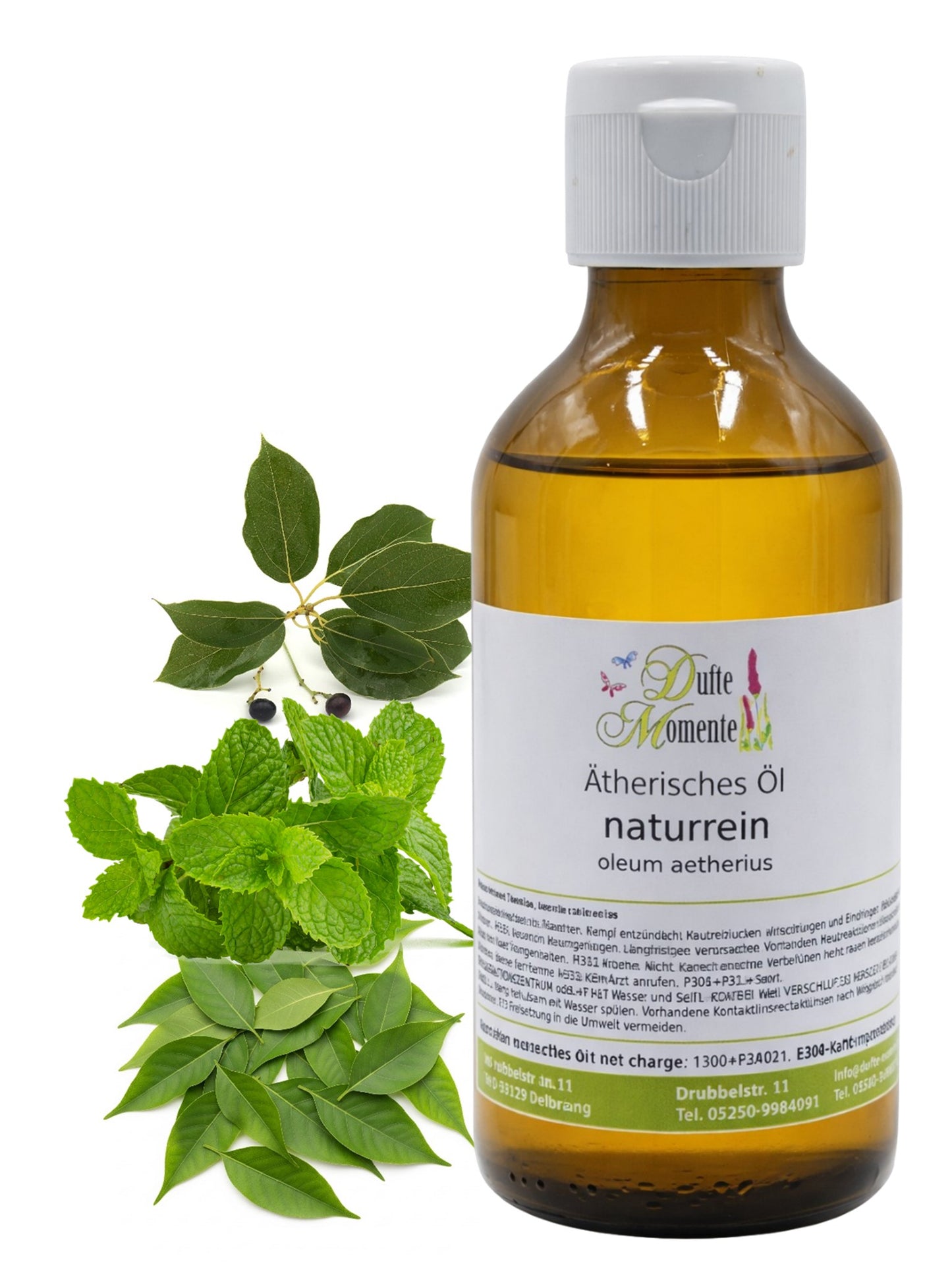 Ätherische Ölmischung Die sieben Tibeter 250 ml Flasche mit Minze und Cajeputblättern