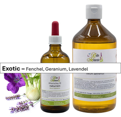 Ätherische Ölmischung Exotic mit Fenchel Geranium Lavendel als naturreines Öl in Glasflaschen Dufte Momente