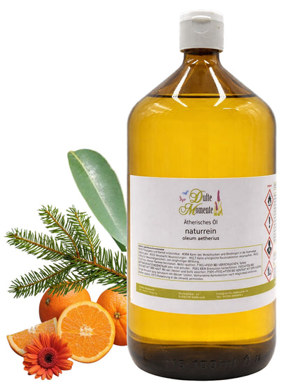 Ätherische Ölmischung Frühling naturrein mit Amyris Fichtennadel und Orange in Glasflasche Dufte Momente 1000 ml