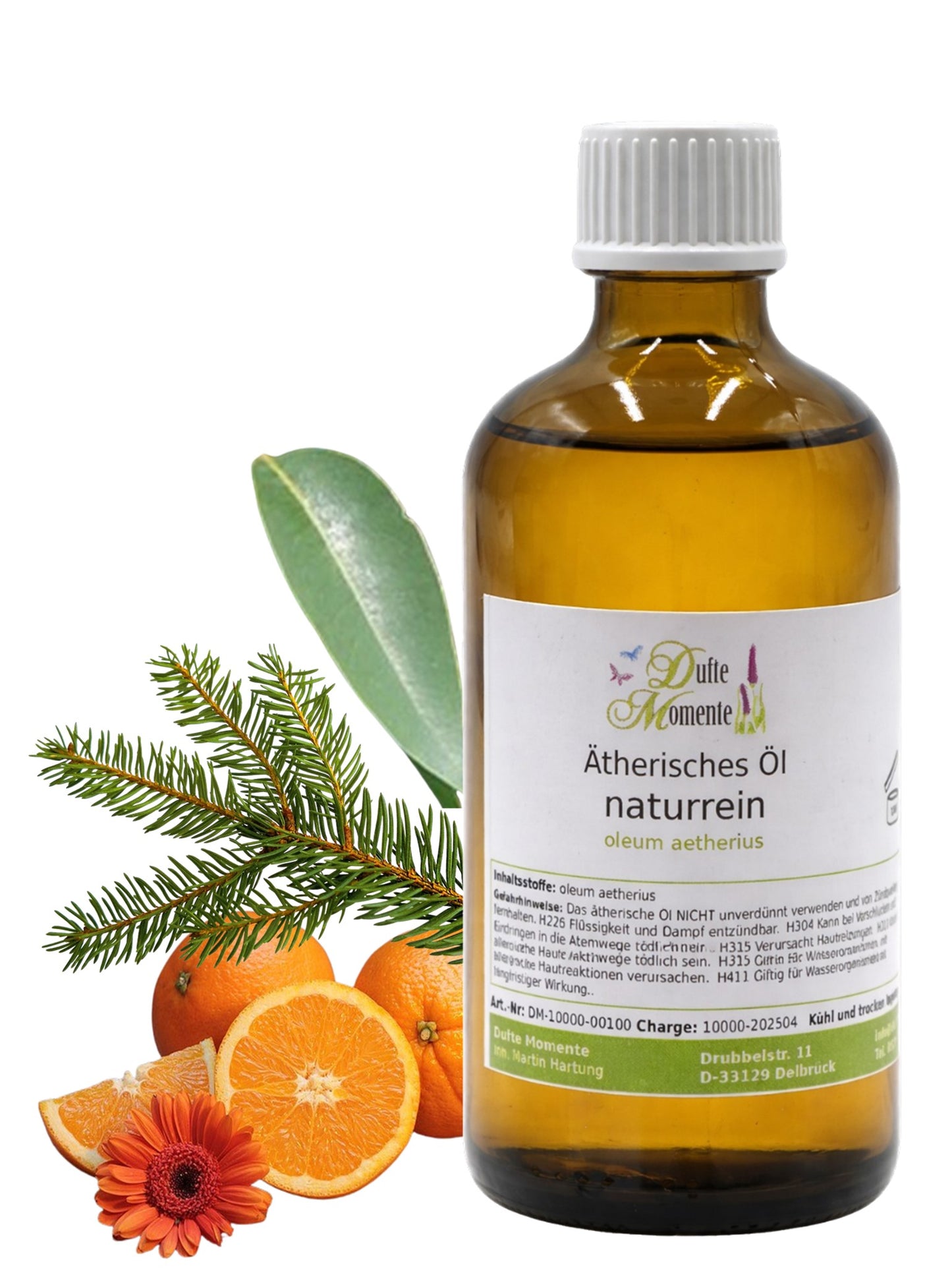 Ätherische Ölmischung Frühling naturrein mit Amyris Fichtennadel und Orange in Glasflasche Dufte Momente 100 ml