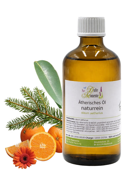 Ätherische Ölmischung Frühling naturrein mit Amyris Fichtennadel und Orange in Glasflasche Dufte Momente 100 ml