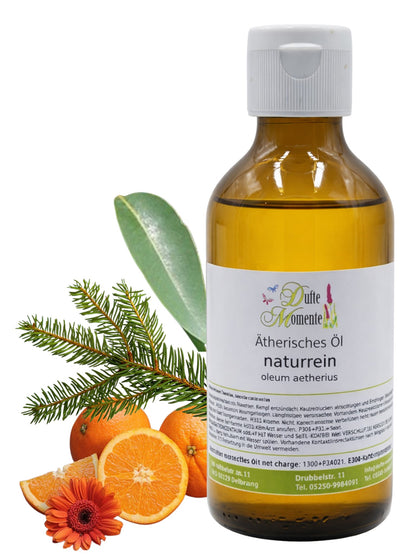 Ätherische Ölmischung Frühling naturrein mit Amyris Fichtennadel und Orange in Glasflasche Dufte Momente 250 ml
