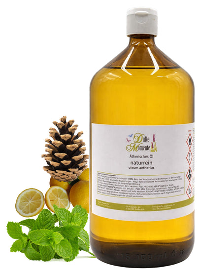 Ätherische Ölmischung Gluthauch naturrein mit Minze und Zitrone in Glasflasche Dufte Momente 1000 ml