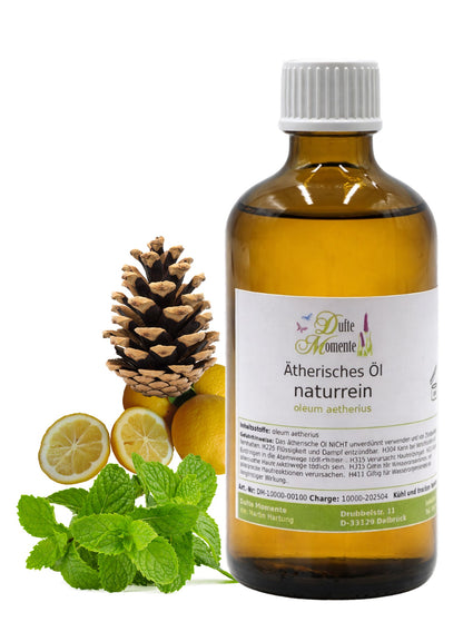 Ätherische Ölmischung Gluthauch naturrein mit Minze und Zitrone in Glasflasche Dufte Momente 100 ml