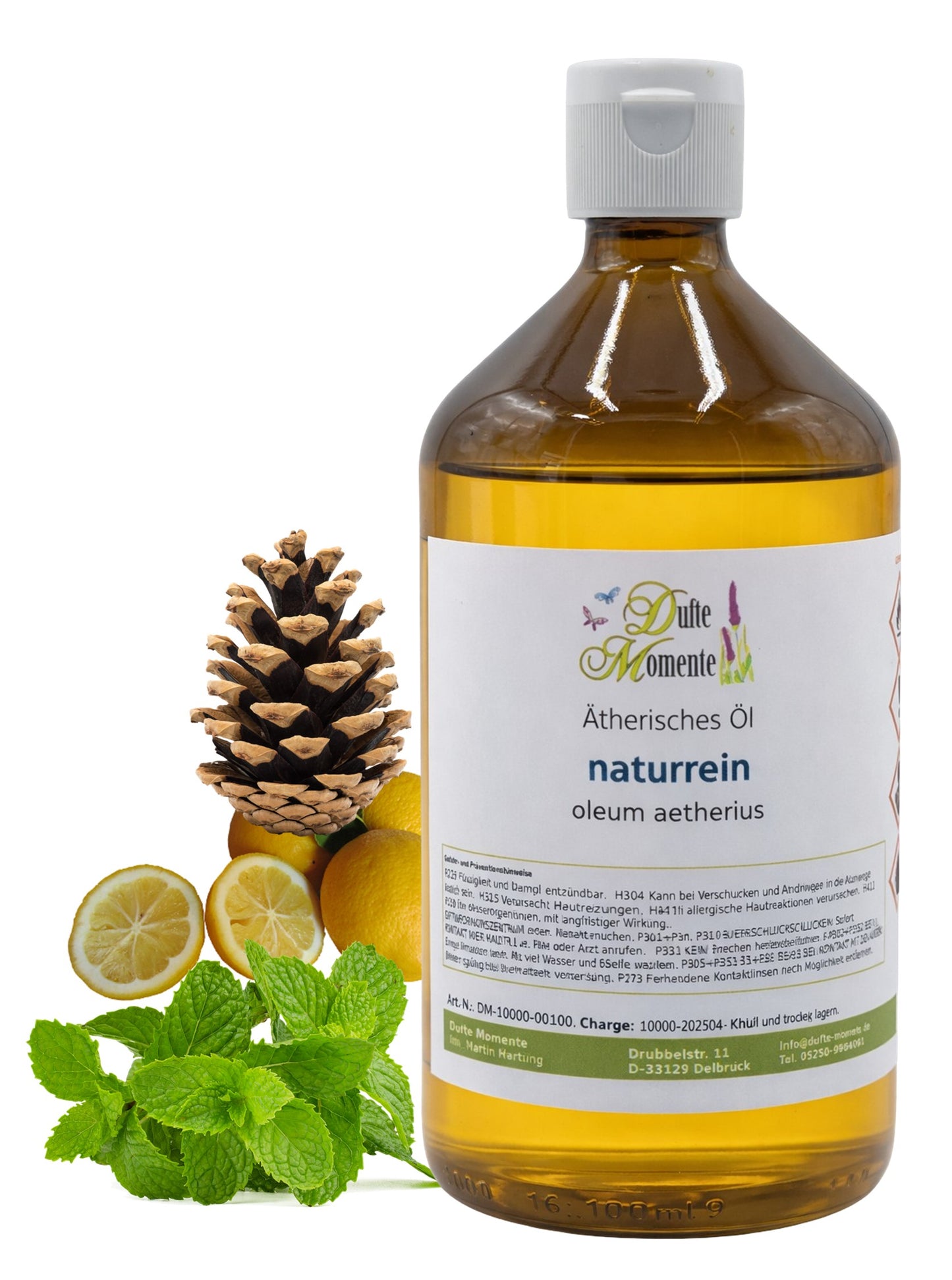 Ätherische Ölmischung Gluthauch naturrein mit Minze und Zitrone in Glasflasche Dufte Momente 500 ml