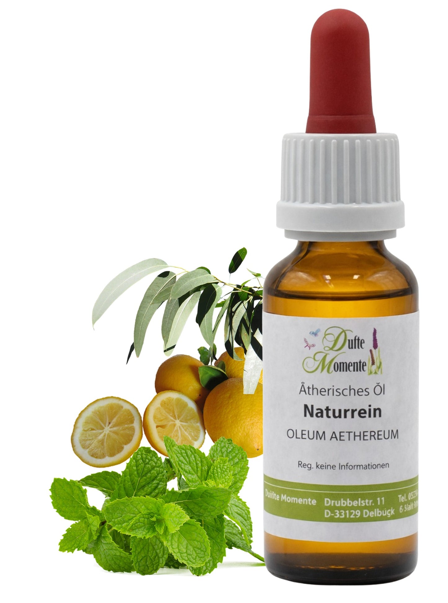 Ätherische Ölmischung Gute Besserung naturrein mit Eukalyptus Minze und Zitrone in Glasflasche Dufte Momente 10 ml mit Pipette