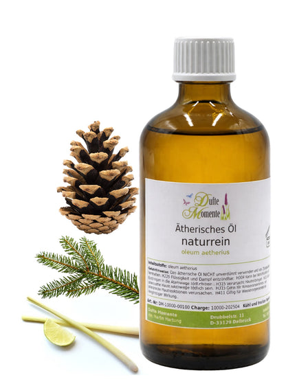 Ätherische Ölmischung Himalaya naturrein mit Edeltannennadel Kiefernnadel und Lemongras in Glasflasche Dufte Momente 100 ml